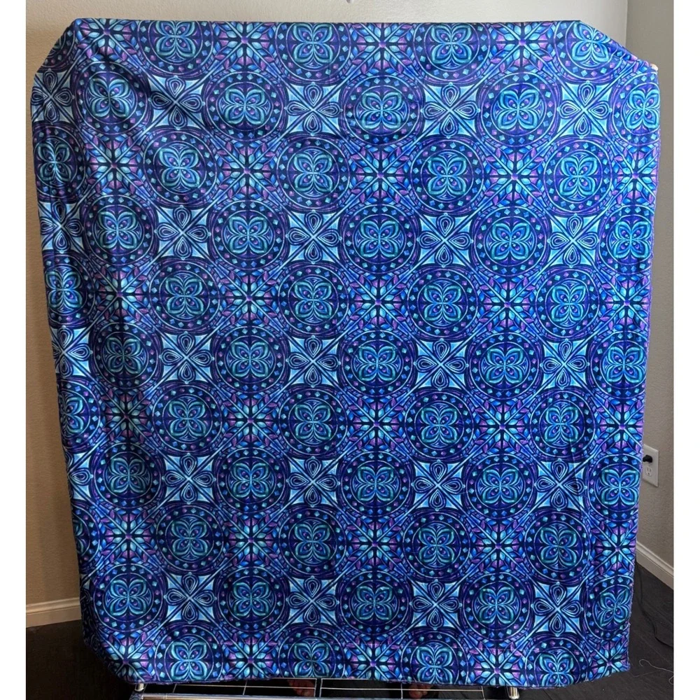Sew Sweet Minky Designs 70x58 Blanket Purple Blue Stained Glass Mandala NEW